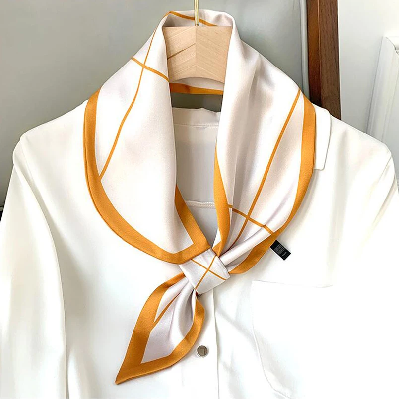 

Новые простые геометрические полосатый розетка шарф 15*70 см маленький шелковый шарф Офисные женские туфли шейные платки волос повязка-шарф ...