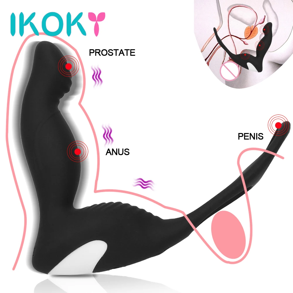 IKOKY Мужской Вибратор для массажа простаты Анальная пробка силиконовая кольцо