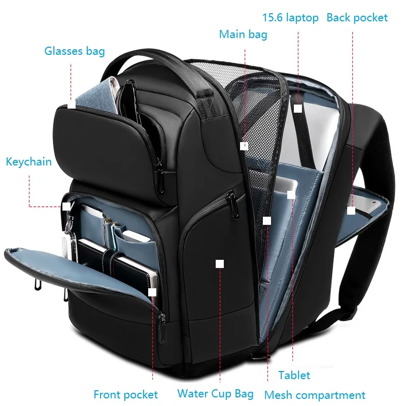 Waterproof Laptop Backpack 15.6 15 inch men Black Large Backpack Bag Outdoor Travel Back pack male Big Traveling bag 2020