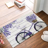 pastoral style lavender bicycle wood plank texture floor mats for living rooms anti slip carpets kitchen entrance doormat