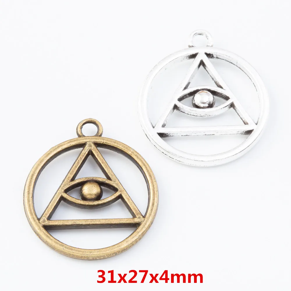 8 шт. круглый треугольный кулон в форме глаза Шарм античном стиле браслет из