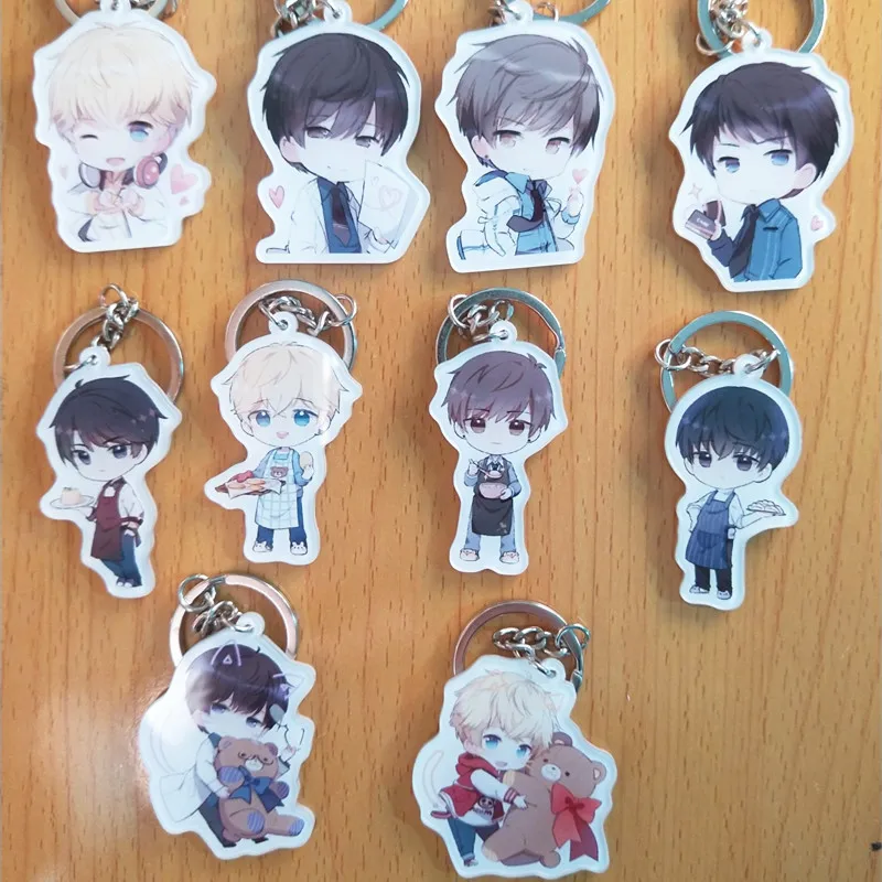 

10 Pcs/lot Anime Love and Producer acrylic Single double-sided Keychain keyring figure pendant toys gifts