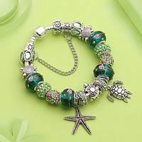 attractto trend silver starfishturtle braceletsbangles for women crystal bracelet charm green flower bracelets femme sbr190405