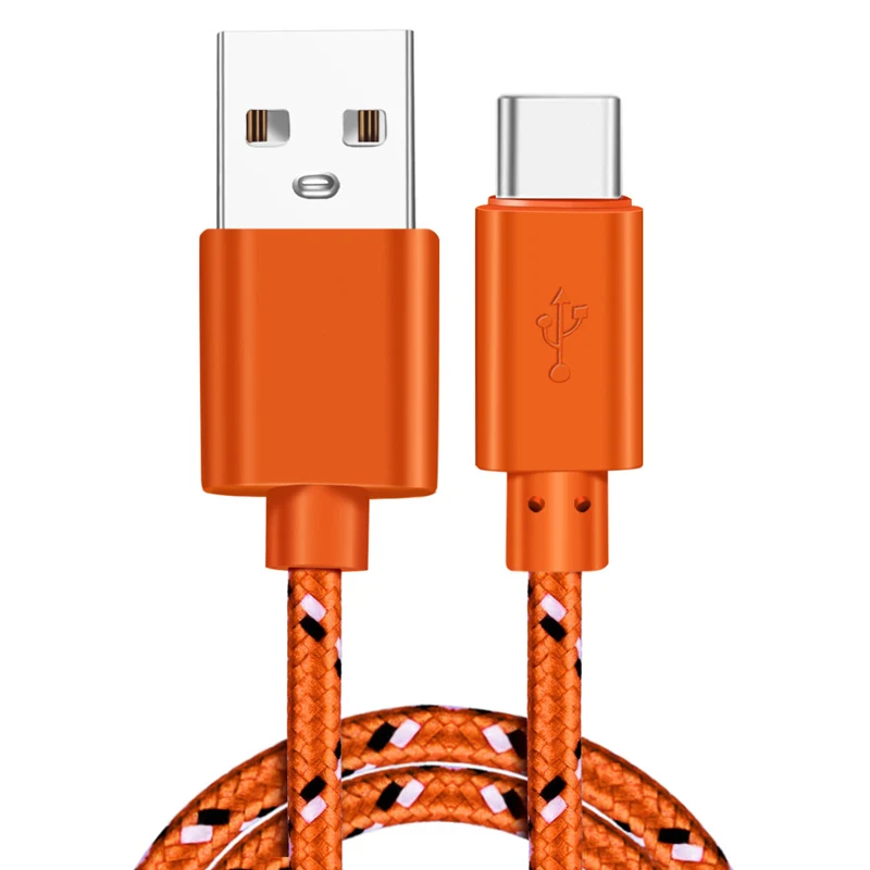 Orange Type C Olnylo usb type C кабель для быстрой зарядки кабель для передачи данных для samsung S10 S9 Note 9 Oneplus 7 xiaomi huawei телефонный кабель type-c USB C кабели - Цвет: Orange Type C