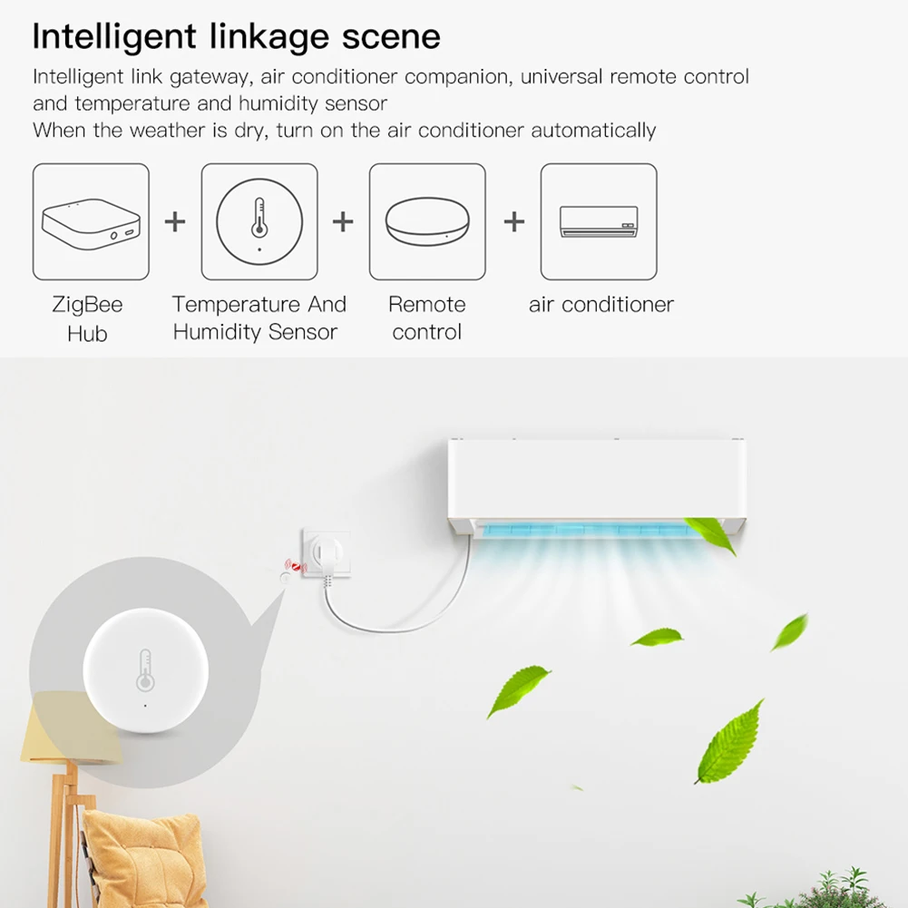 Pratical Tuya ZigBee Smart Home Indoor Room Temperature Humidity Sensor Hub Required Automation Modules 37*37*11.6mm | Электроника