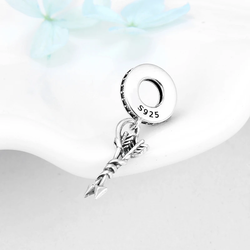 Аутентичное Стерлинговое Серебро 925 Love god Cupid's arrow Очаровательные бусы подходят