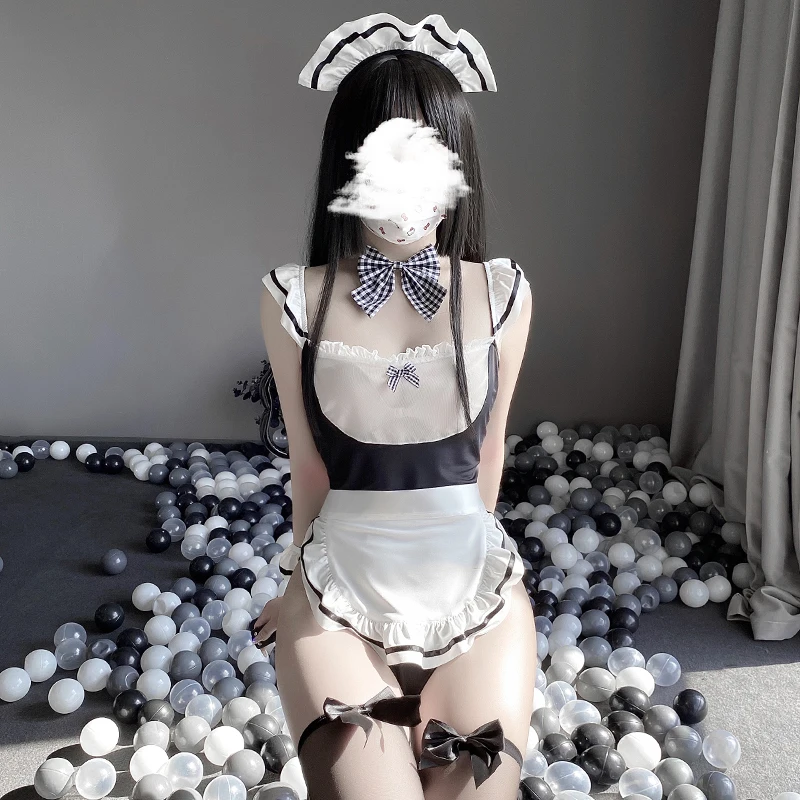 

Japanese Sexy Lingerie Women Cute Apron Maid Roleplay Costume Cosplay Uniform Lolita Nightclub Waiter Servant Bodysuit Underwear