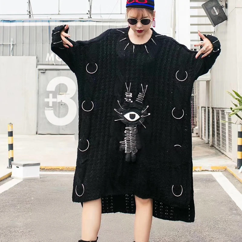 Женский трикотажный свитер с круглым вырезом рукавом летучая мышь | Женская