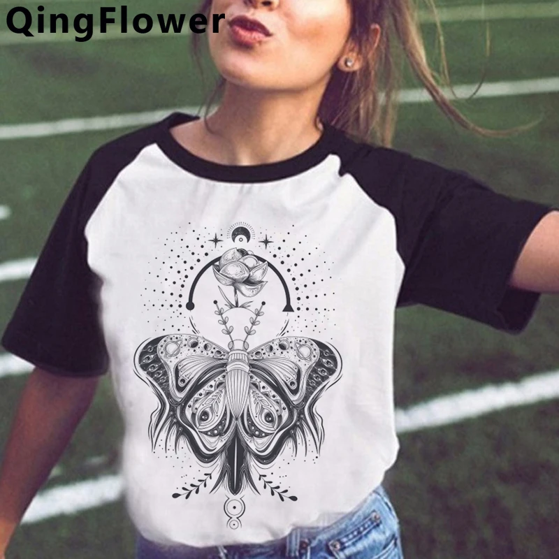 

В стиле «хип-хоп» Butterfly электронный девушка Графический Футболка женская футболка с забавным мультипликационным принтом «Harajuku футболка ...