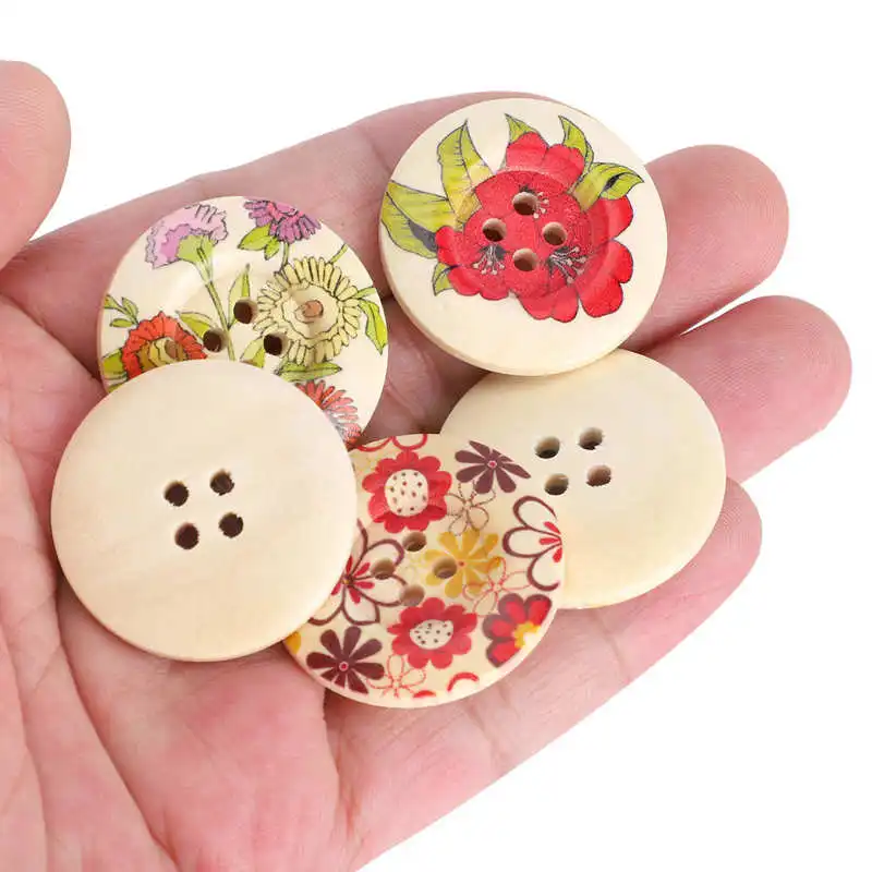 Широкий Двусторонняя детская Hand Made материалы деревянные пуговицы кнопки Цвет