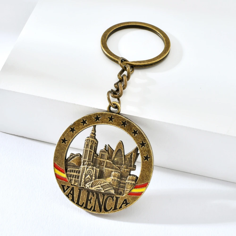 Vicney Новое поступление Испания Valencia брелок в винтажном стиле круглый брелок для ключей античный медный брелок для ключей сувенир подарок
