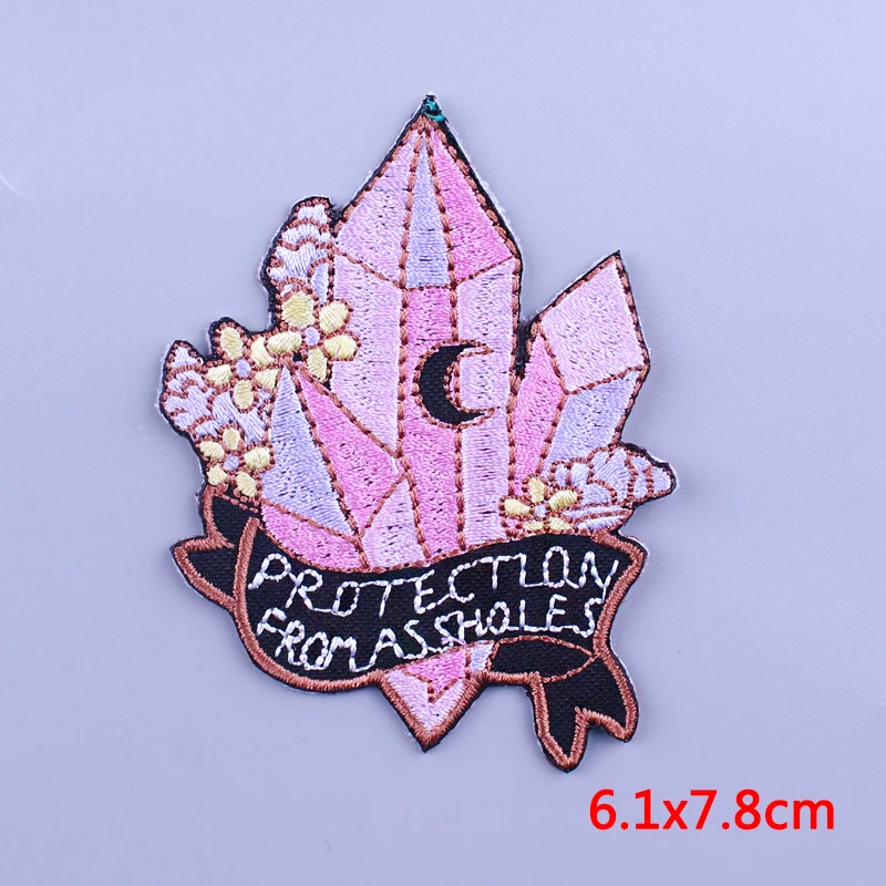 

Cartoon Gem Iron on Patches On Clothes Stripes Applique DIY Letter Embroideried Patches For Clothing Rainbow Don't Give Up Patch