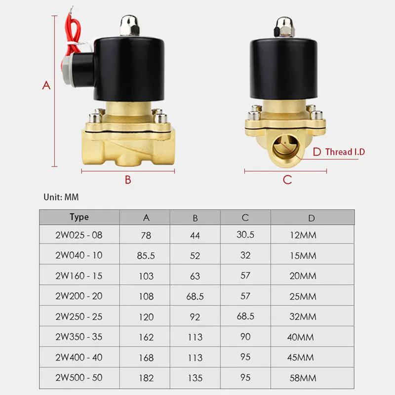 

Electric Solenoid Valve 1/4" 3/8" 1/2" 3/4" 1" DN8/10/15/20/25/50 Normally Closed Pneumatic for Water Oil Air 12V 24V 220V 110V