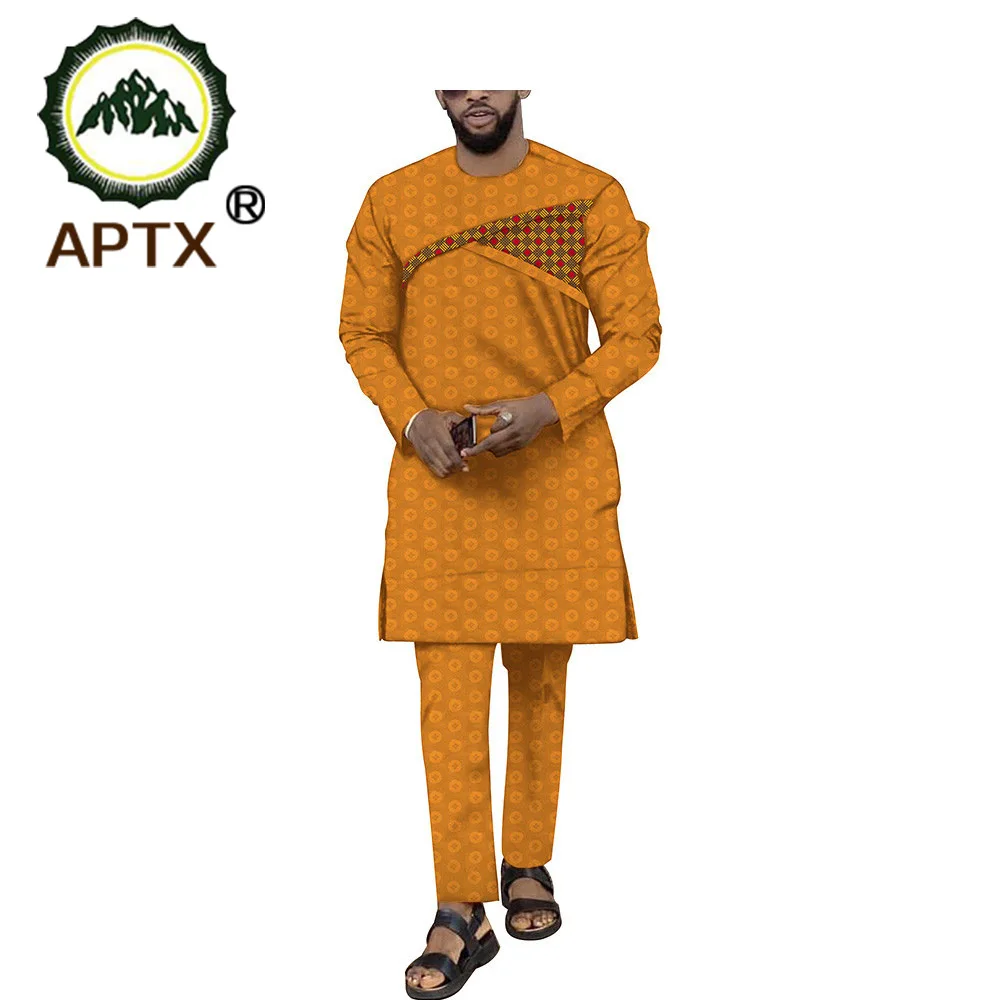 Мужской Хлопковый жаккардовый костюм повседневный в мусульманском стиле с