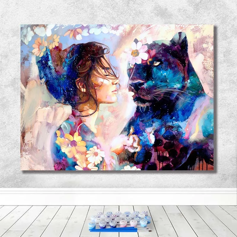 Diy paint by numbers picture drawing with kits beauty and the Beast hand-painted decompression Decorative hanging pai | Дом и сад