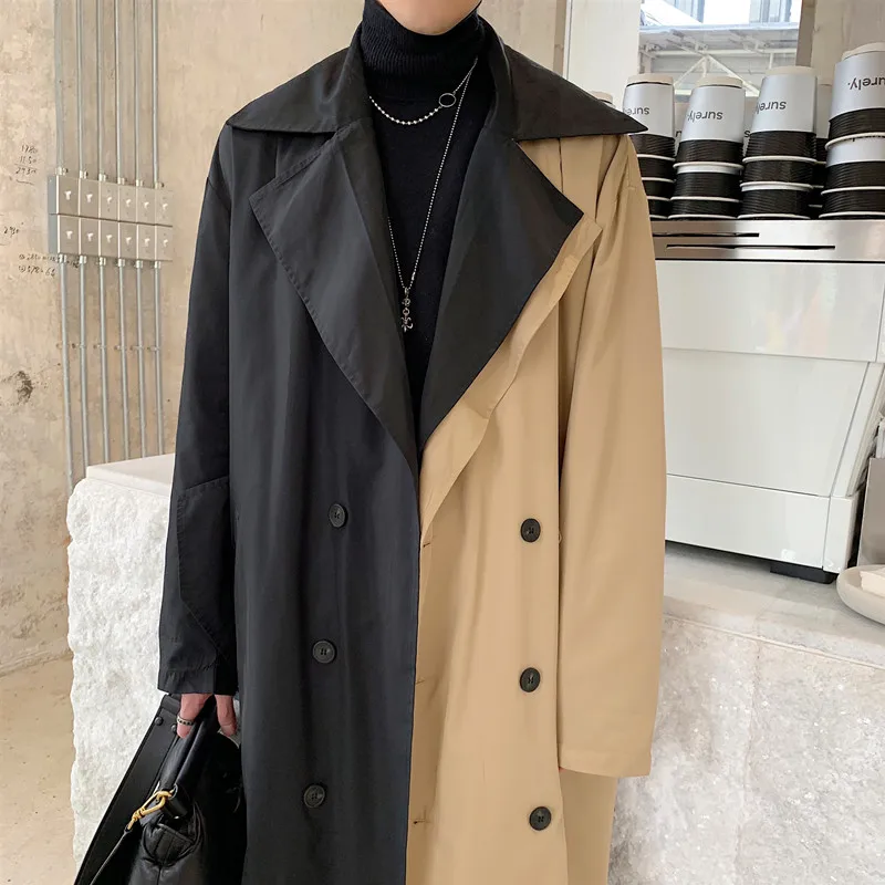 

Men Vintage Double Breasted Loose Business Casual Long Windbreaker Jacket Male Streetwear Fashion Trench Coat Overcoat Outerwear