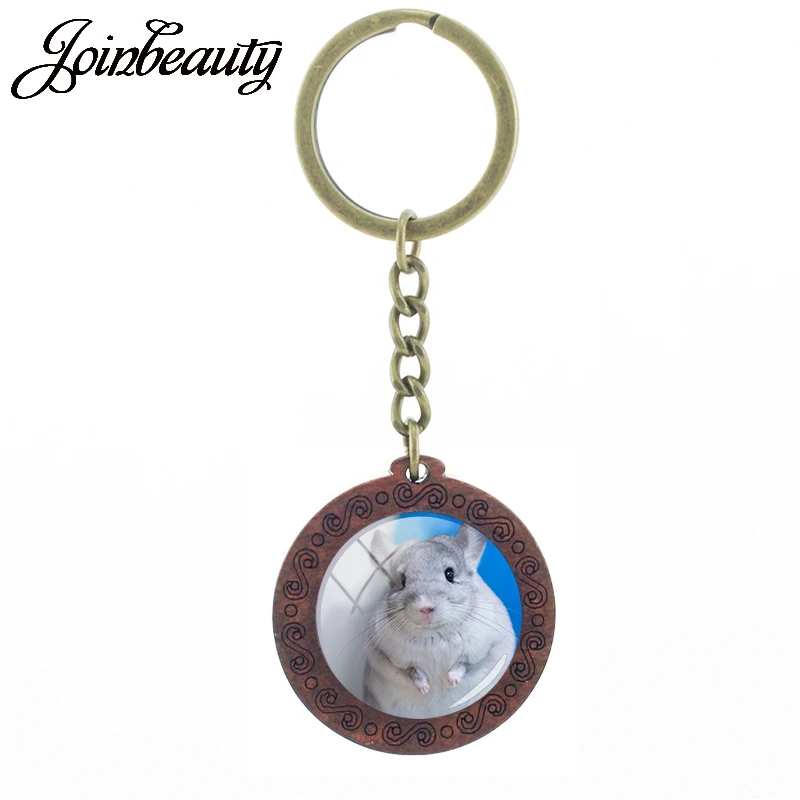 JOINBEAUTY Lovely Animal Guinea Pig Wooden Key chain Pet Glass Dome Keychain Car Ring Holder Lovers Gift QF941 | Украшения и