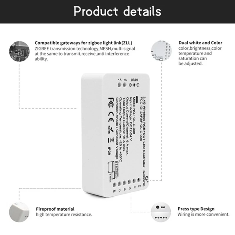 G светодиодный OPTO RGB + CCT Zigbee умный полосы Управление Голос работать с эхо плюс для