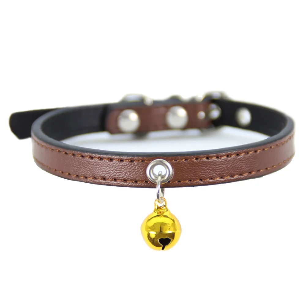 Pet Supplies New Collar PU Black Bottom Cat Dog Necklace with Bell Dogs AccessoiresCollar | Дом и сад