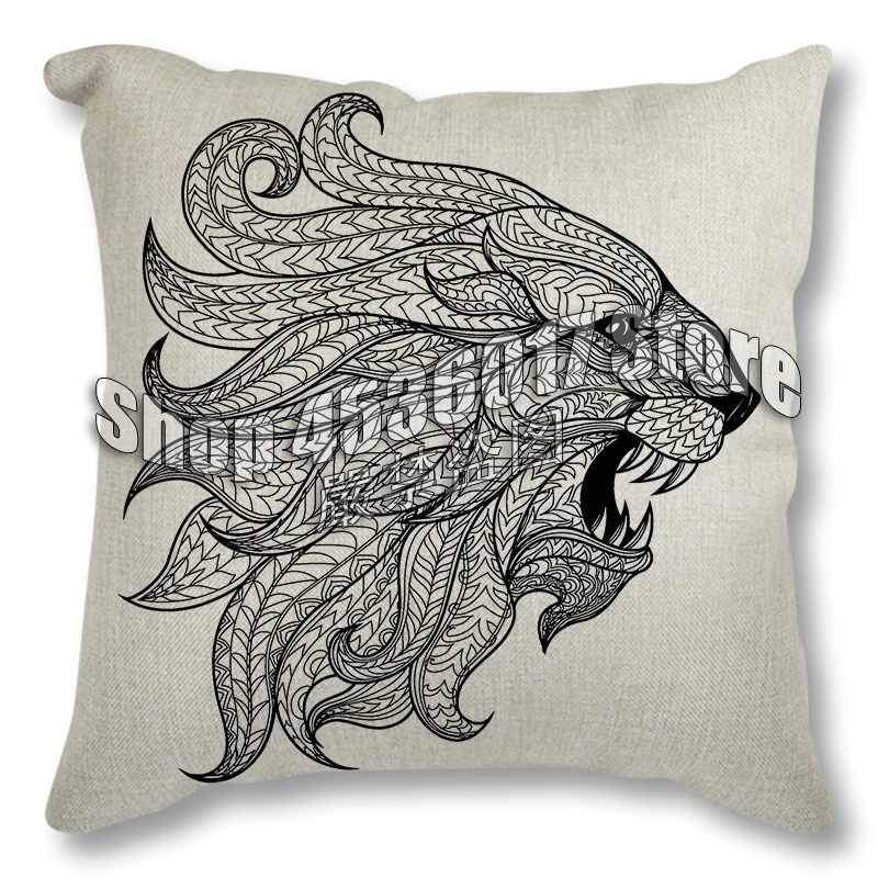 Наволочка черная линия анимальный узор хлопок лен Подушка для автомобиля на