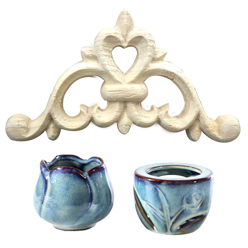 Деревянная резная угловая аппликация изысканная Неокрашенная A10 с ароматерапией