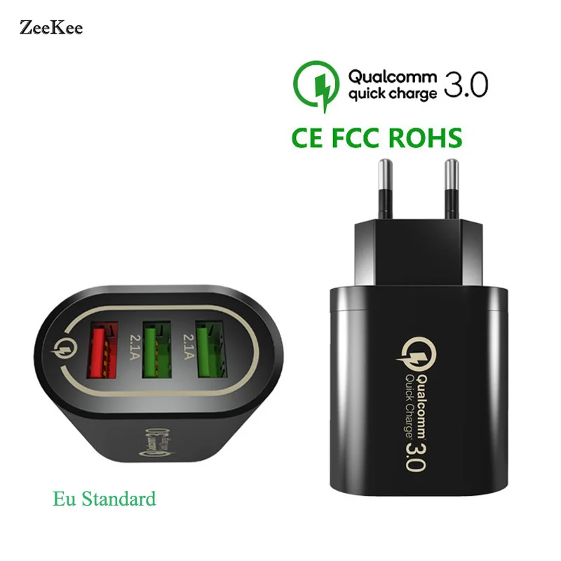 Зарядное устройство QC3.0 5 В/9 В/12 В быстрая зарядка 3 USB порта зарядное 2 4 А дорожное