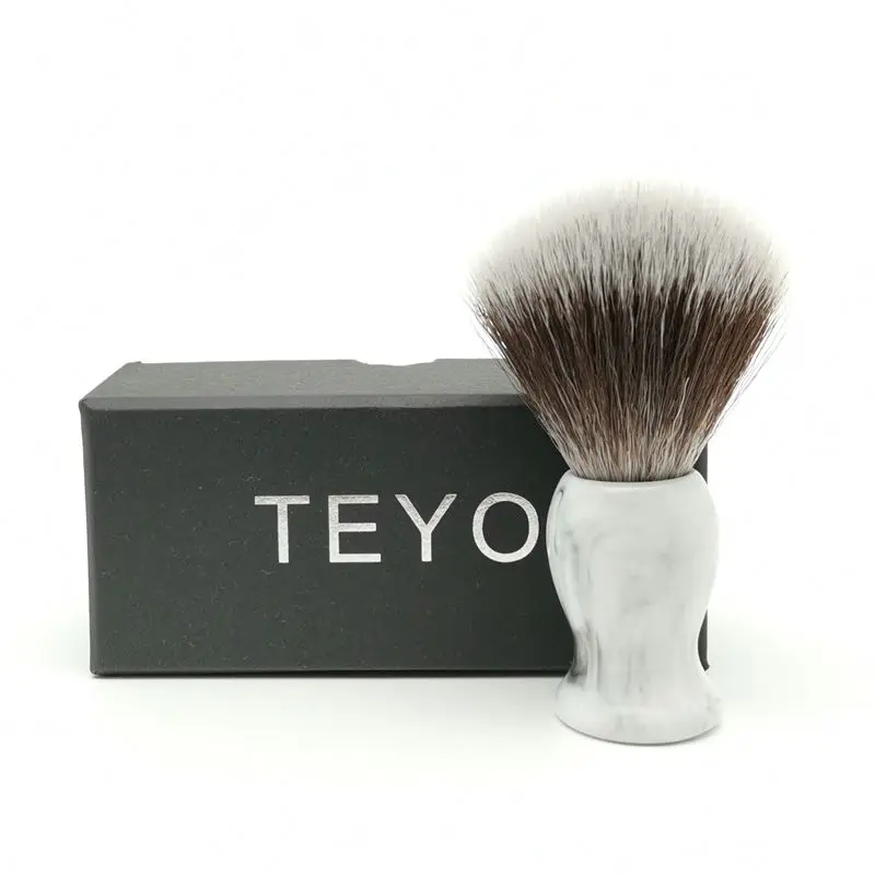 TEYO Landscape Pattern Resin Handle Synthetic Shaving Brush for Wet Shave Soap Safety Double Edge Razor Beard Brush Tools