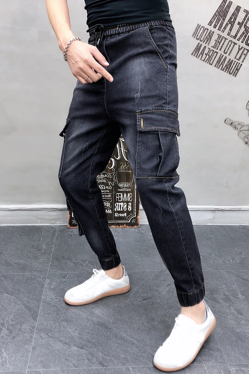 Высококачественные джинсы для бега мужские модные Универсальные облегающие