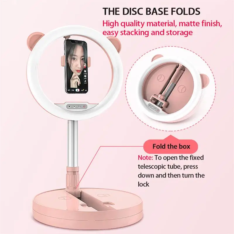 Зеркало подставка для прямой трансляции с подсветкой красное кольцо сетевая