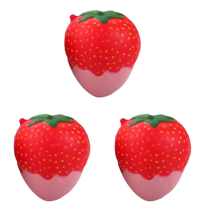 

3pcs Slow Rising PU Toys PU Strawberry Slow Rising Toys Simulation Strawberry Toys Stress Relief Toy