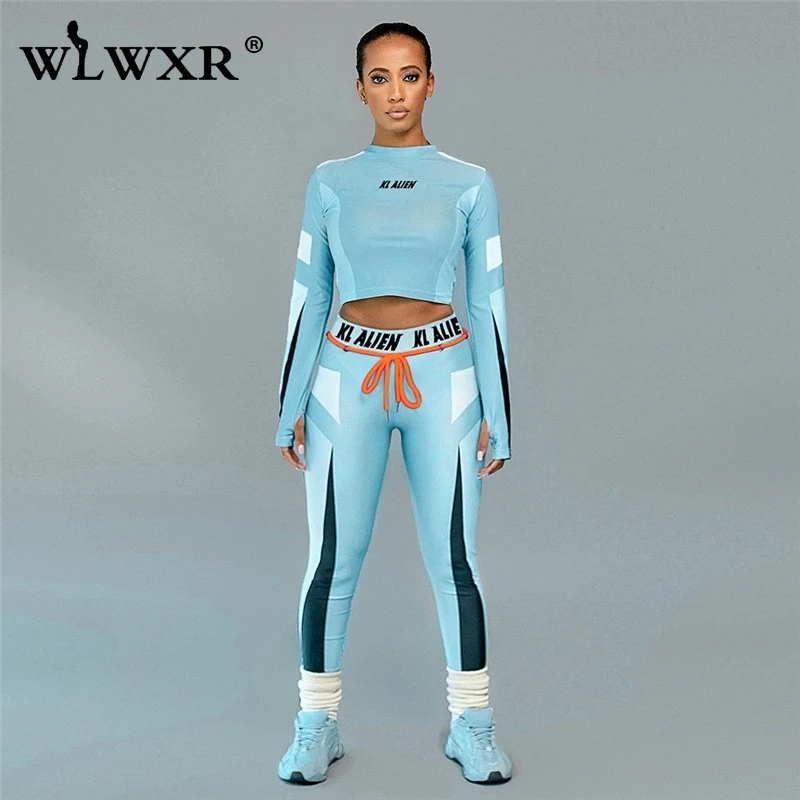 Клубные наряды WLWXR укороченный Топ с длинным рукавом и штаны высокой талией