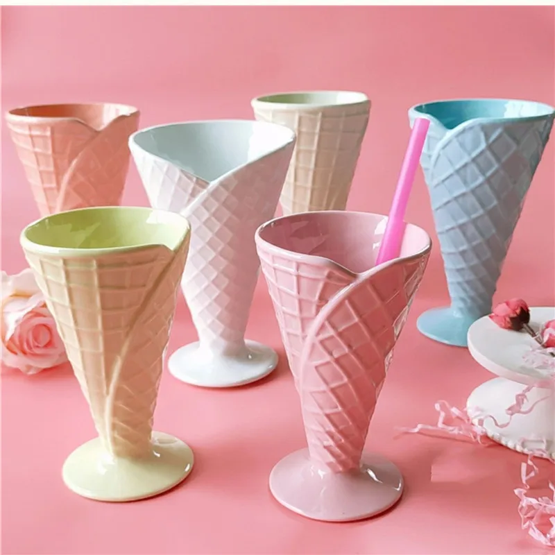 tazas de ceramica creativas ice cream shaped jam cup mousse cone jelly sherbet Mug cute little mermaid mug |