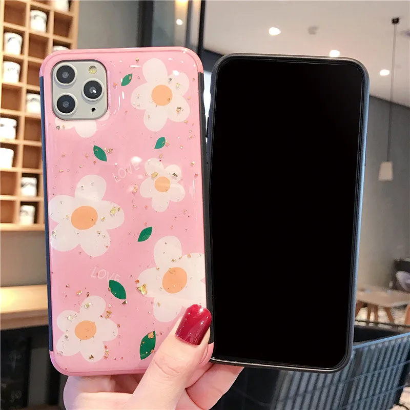 Luxury Glitter Flower Soft Silicone Case For iPhone 11Pro X XS Max XR TPU Cover 7 8 6 6s Plus 10 cases Coque |