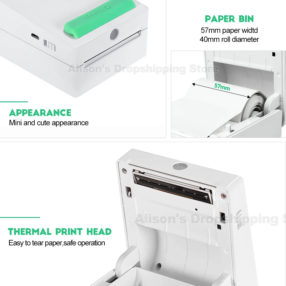 Мини Портативный Карманный фотопринтер термальный Bluetooth принтер для iPhone Android