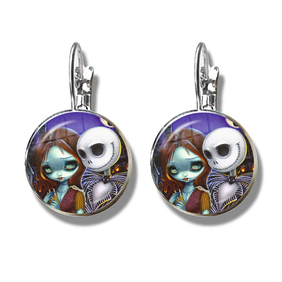 Рождественские серьги с французскими крючками Джек Скеллингтон и Салли кошмар