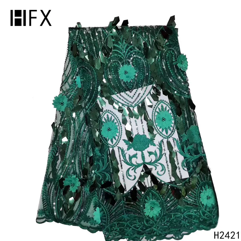 HFX новый дизайн большие цветы африканская французская кружевная ткань зеленая