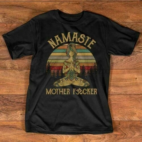 Намасте мать Fvcker Винтаж Дамы футболка хлопок S 3XL|Мужские футболки| |