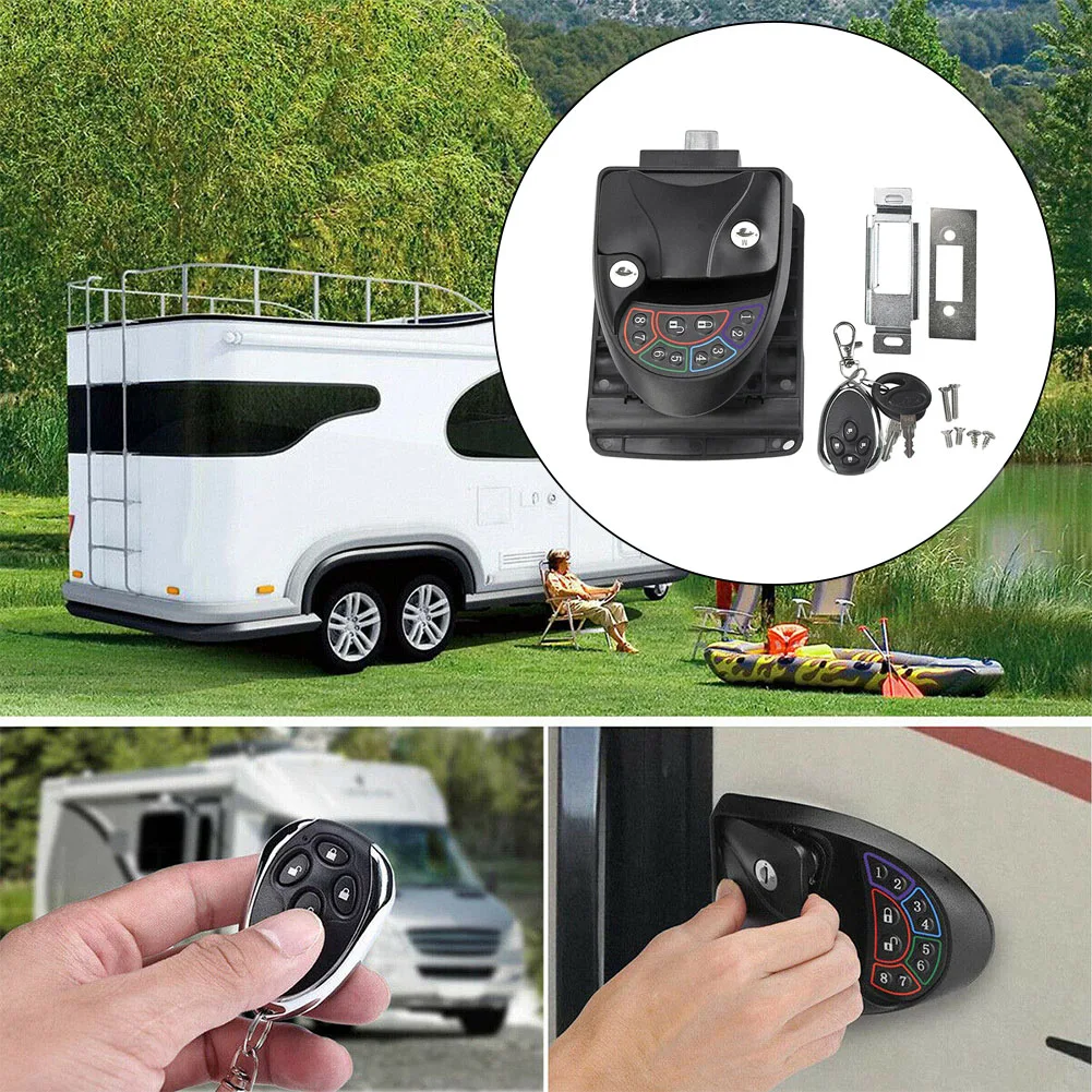 

Deadbolt Keyless Entry Remote Control Camping Caravan Motorhome Password Latch Handle Knob With 2 Keys Trailer RV Door Lock