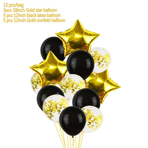 Набор надувных гелиевых шаров, 13 шт., черные и золотые шары, воздушный шар из фольги, украшение для дня рождения, Товары для детей на свадьбу и Рождество