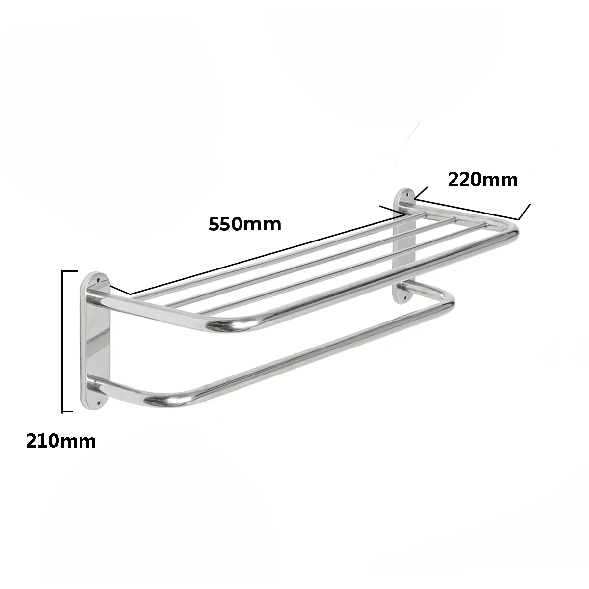 

Xueqin Stainless Steel Chrome Polished Bathroom Wall Mounted Towel Rail Holder Shelf Storage Rack Double Towel Rails Bar
