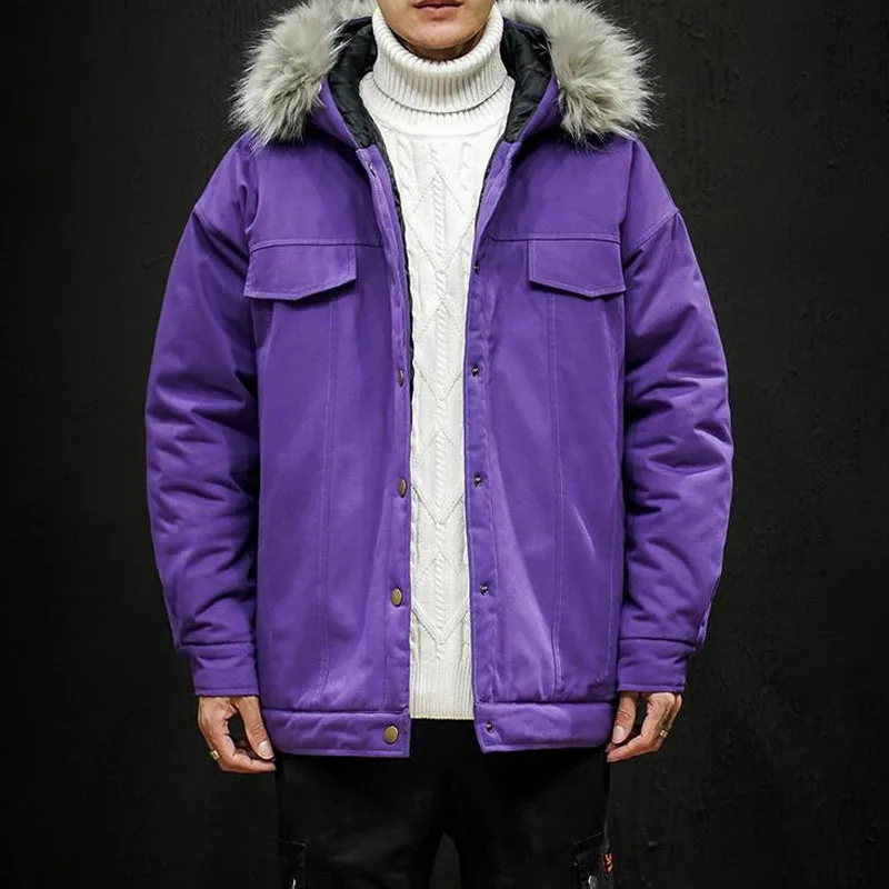 MKASS мужская куртка с меховым капюшоном свободная тактическая бомбер в стиле