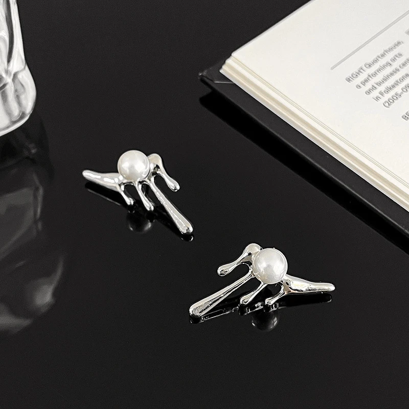 

Unique Temperament Creatvie Droplet Design Pearl Earring Women's Ear Accessories Silver Color Female Fashion Jewelry Gift