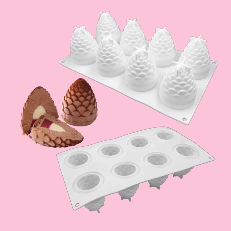 

8 Pinecone Pineapple Mousse Silicone Cake Mold DIY Baking French Dessert Fondant Cake Christmas