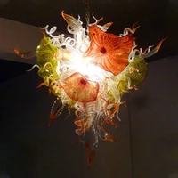 wholesale modern led chandelier 36 inches glass art lights for living room dining room hand blown glass flower chandelier