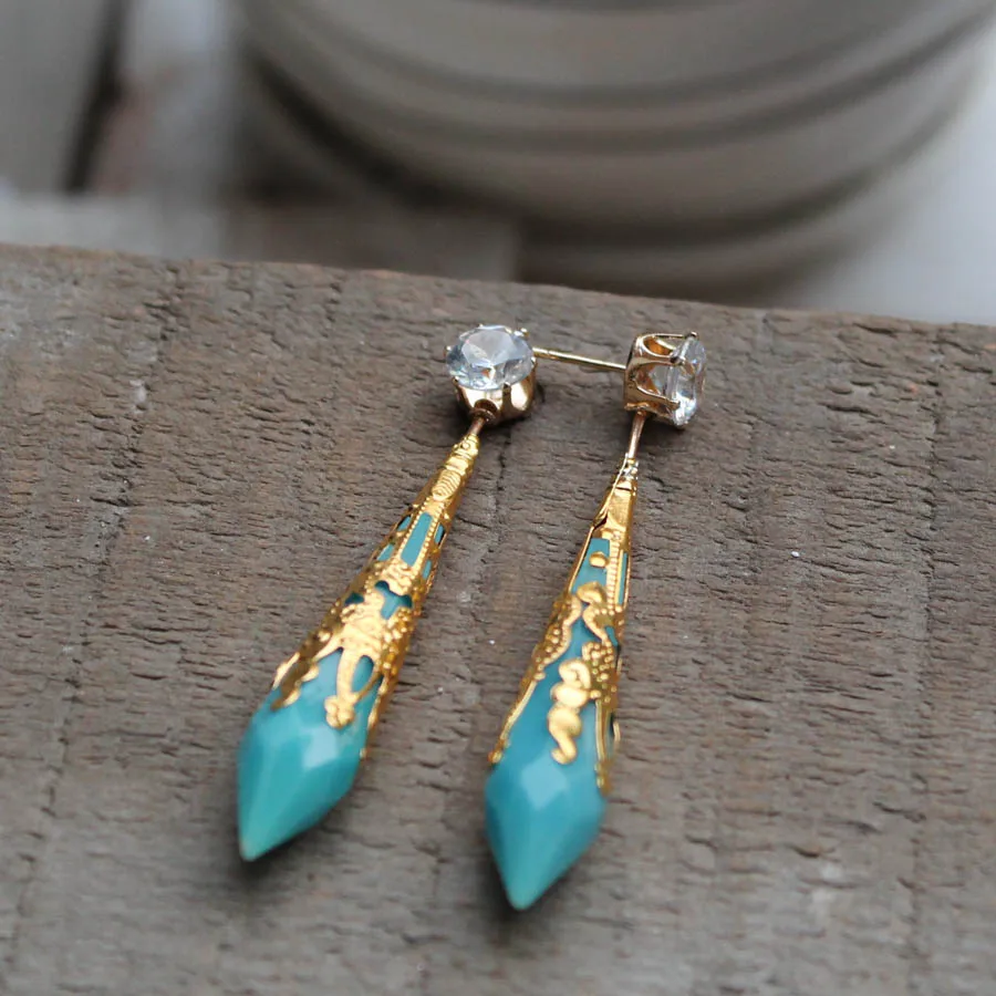 

New Earrings Glow in The Dark Gift For Women Pendant earring Lovers Crystal column Golden pattern fashion Jewelry