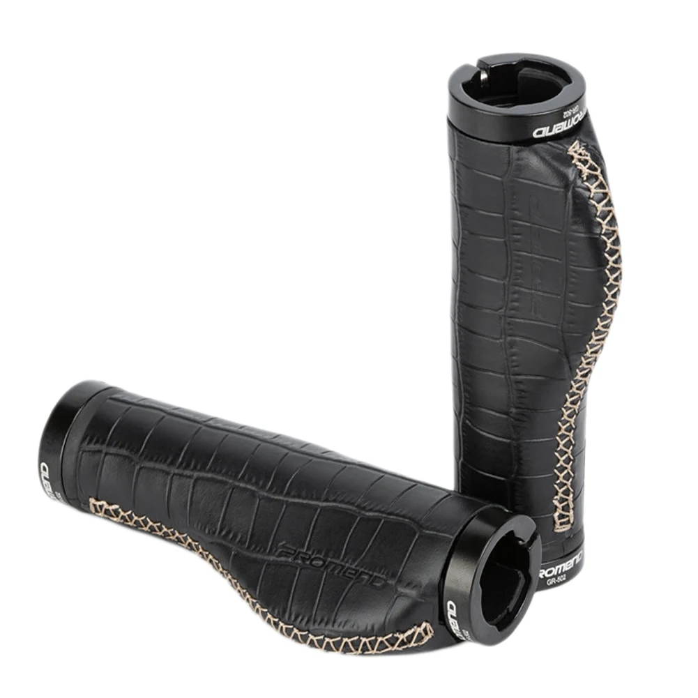 

promend NEW high quality Bike Ergonomics grips Lockable Handle Grip cow leather + aluminum alloy Anti Slip Bike Handlebar 22.2mm