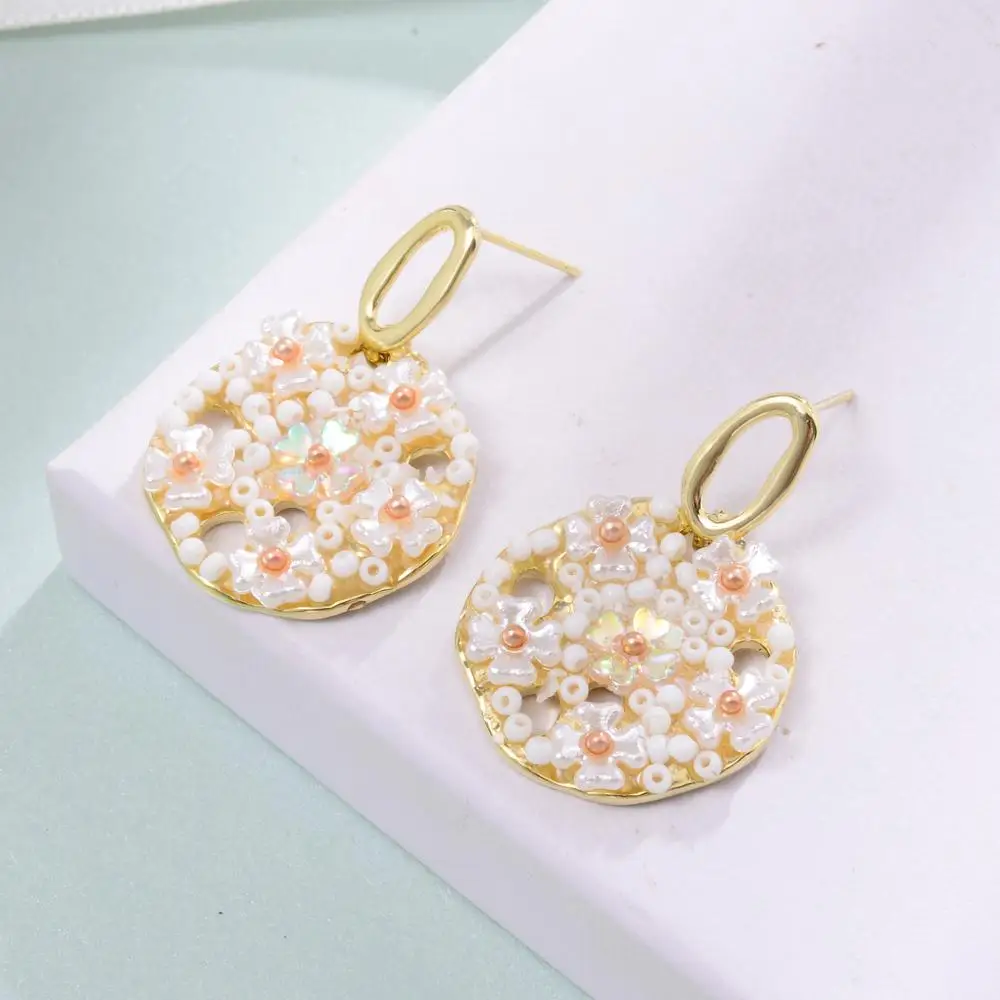 Женские серьги-подвески золотого цвета круглая серьга-подвеска из натурального