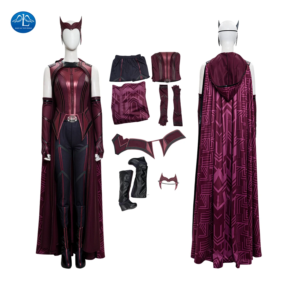 

Superheroine Halloween Scarlet Cosplay Witch Costume High Quality Vision Wanda Maximoff Battle Outfit