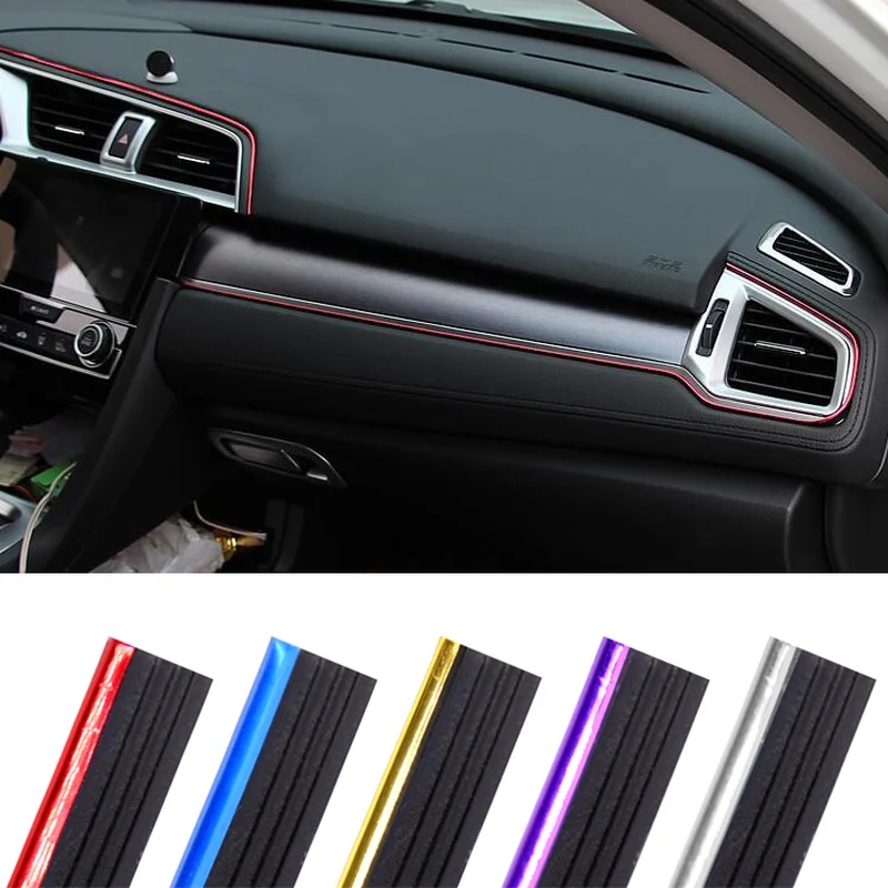 

5m Car Decoration Strip Dashboard Door Edge Moulding Trim Universal Car Styling Detachable Gap Bright Strips