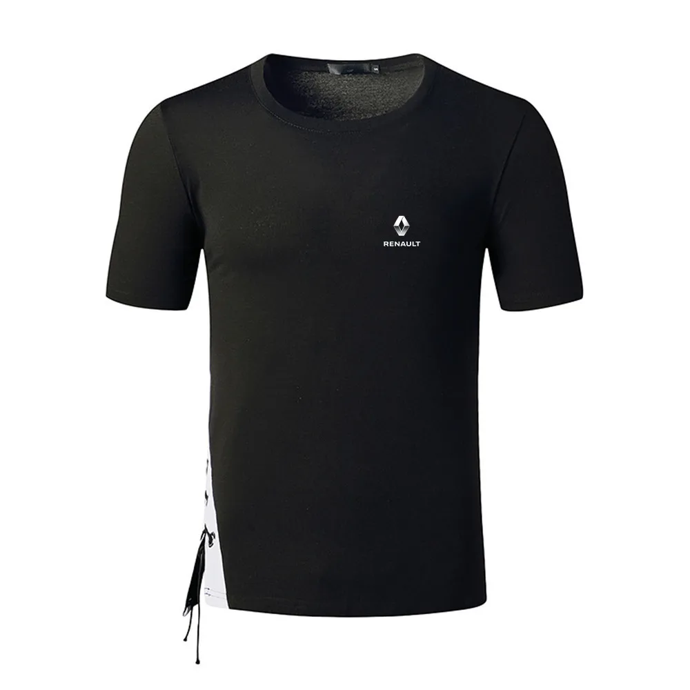 

2021 Spring and summer men's trendy brand RENAULT car logo personality printing short-sleeved wild round neck slim cotton top